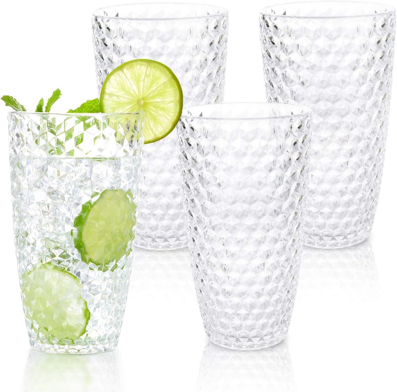 BELLAFORTE Shatterproof Tritan Plastic Tall Tumbler, 19oz Drinking Glasses Set of 4 - Laguna Beach Unbreakable Outdoor Drinkware for Party, Poolside, Indoor Use - Dishwasher Safe, BPA Free - Clear - Image 1